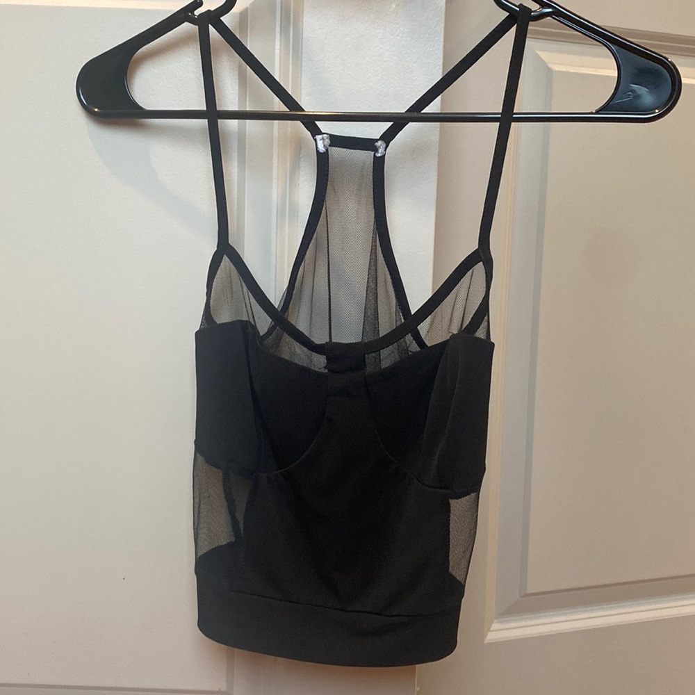 Black mesh crop top